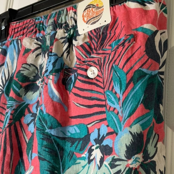 C&C California Floral Tropical Linen Shorts Pull On Drawstring Size S - Picture 10 of 12